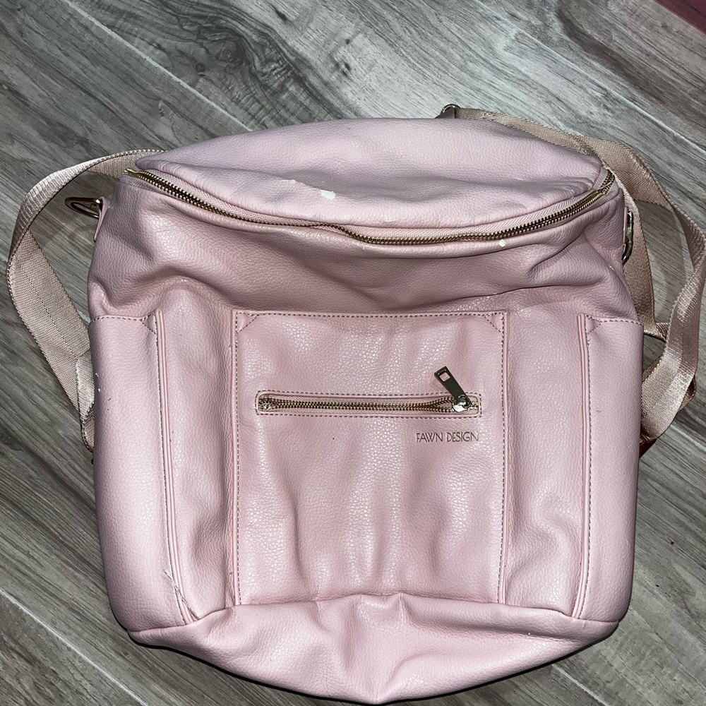 Fawn Design Blush Pink Faux Leather Backpack